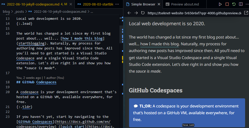 Blog Posts Made Easy With Jekyll and GitHub Codespaces
